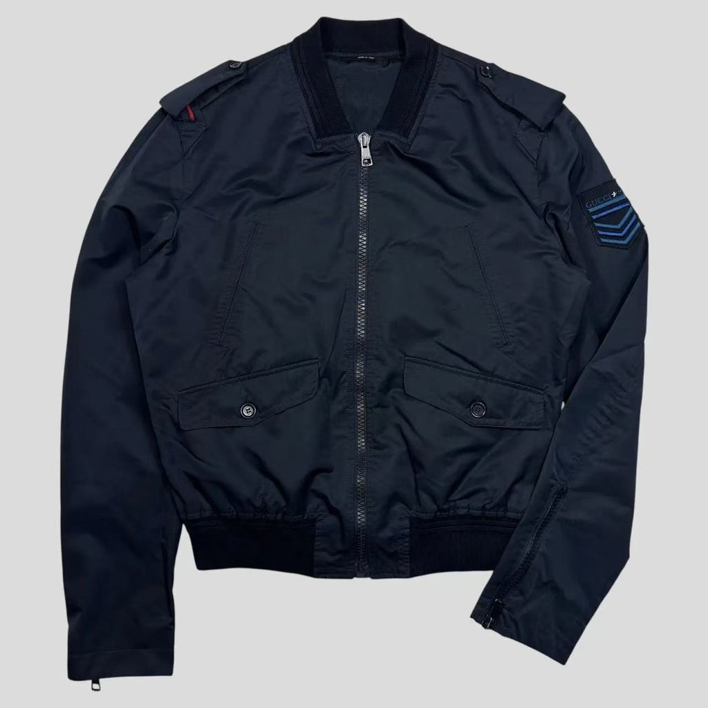 Gucci 2018 Military Web Stripe Navy Logo Jacket