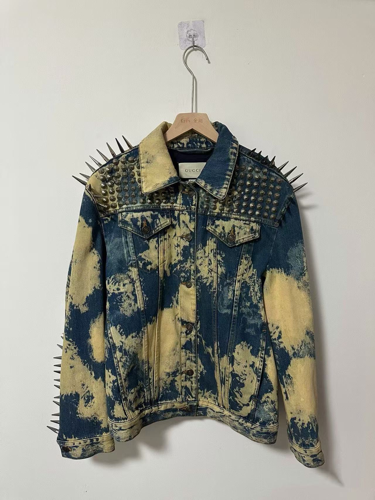 Gucci 17SS Bleached Studded Punk Denim Jacket