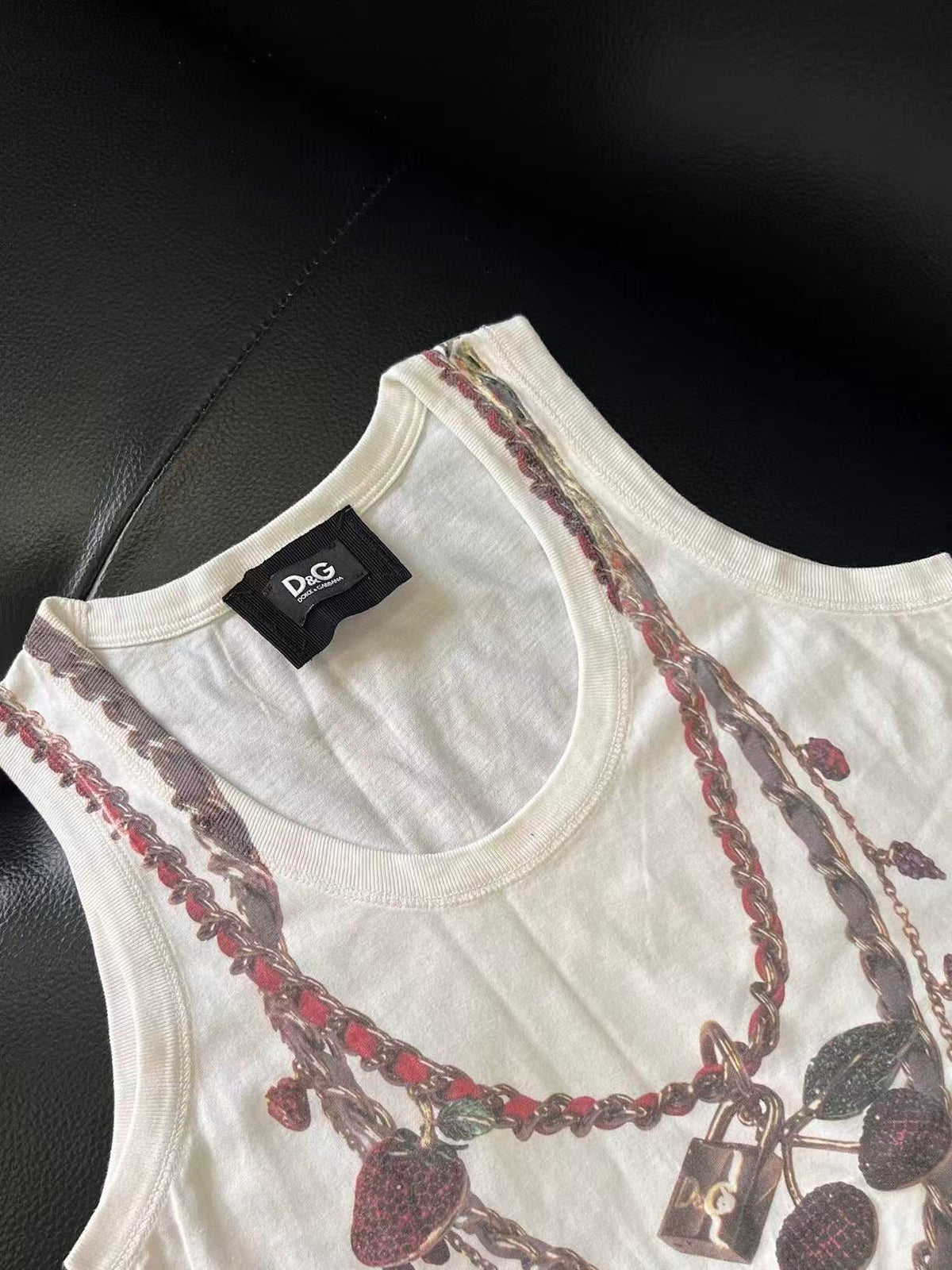 Dolce&Gabbana 02SS Trompe-l'œil Cherry Chain Print Tank Top