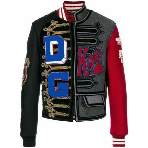 Dolce&Gabbana 17AW King of Hearts Patchwork Varsity Jacket