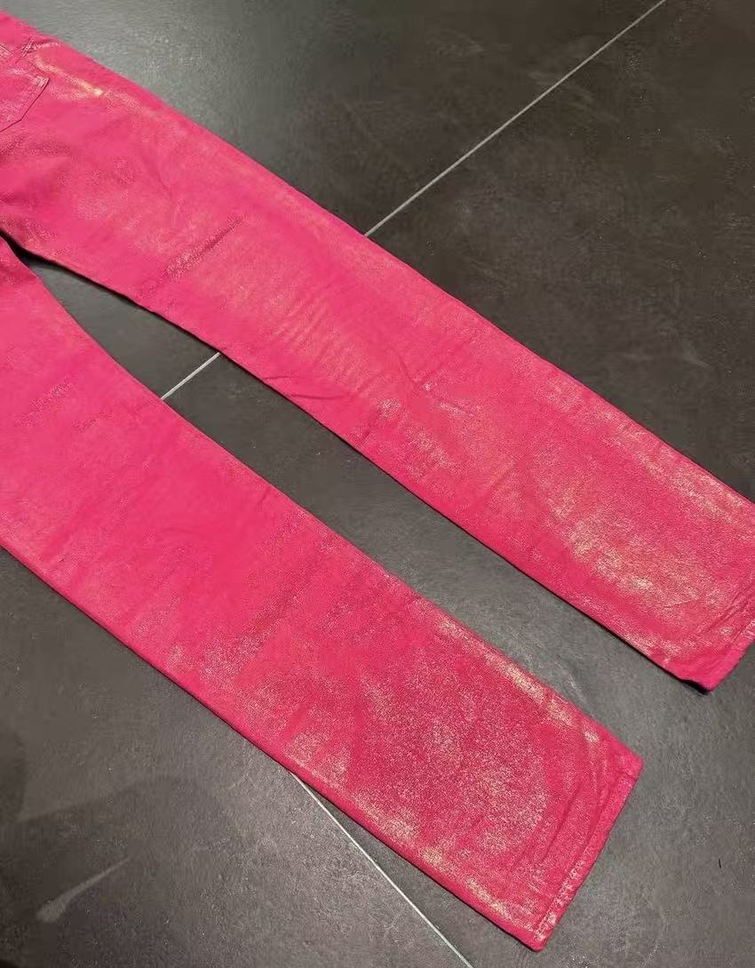 Dior Homme 05SS Gold Shimmer Fuchsia Pink Jeans