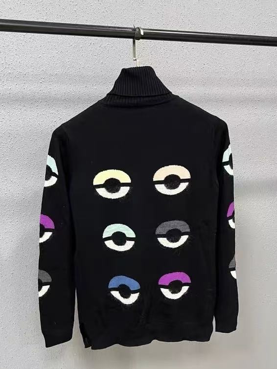Fendi 15AW Bag Bugs Monster Fur-Trimmed Turtleneck Sweater
