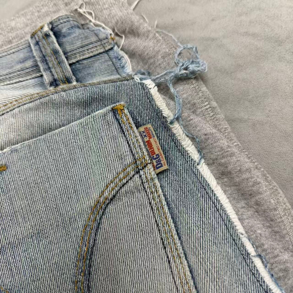 Dolce & Gabbana 2006SS Trompe L’oeil Hybrid Denim Cozy Grey Shorts