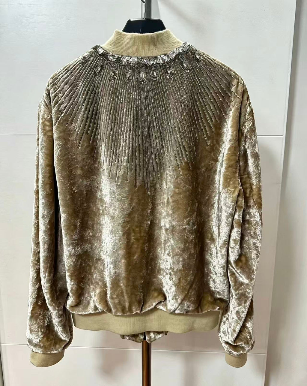 Saint Laurent 16FW Crystal and Studded Velvet Bomber Jacket