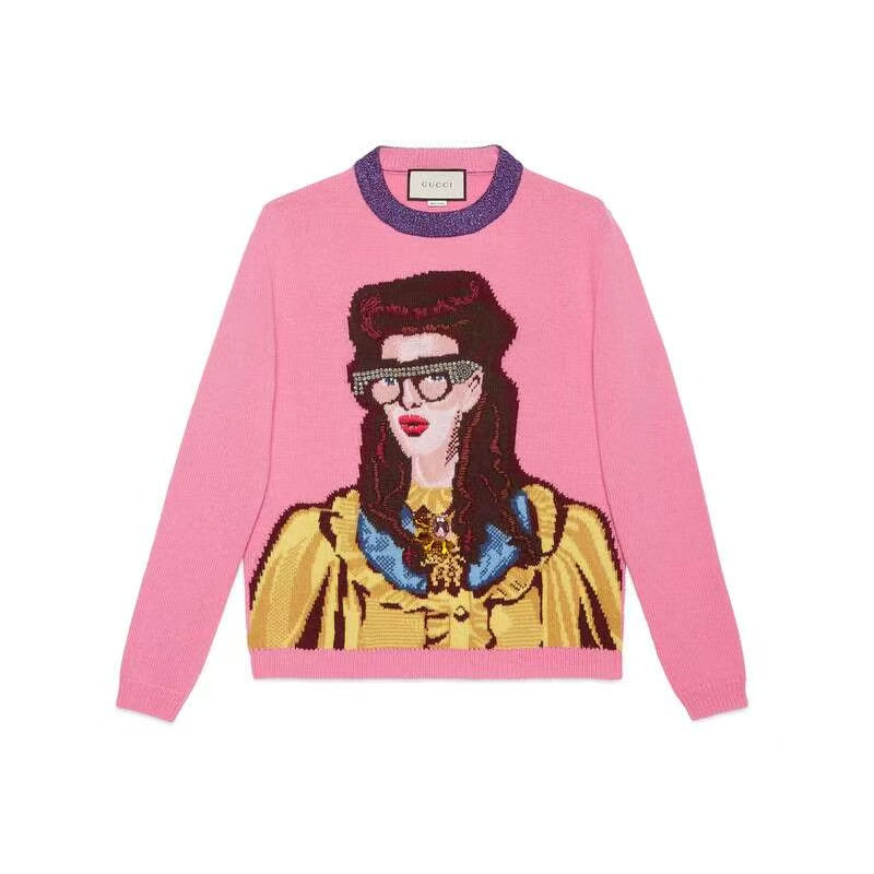 Gucci 19SS Pink Lady Intarsia Sweater
