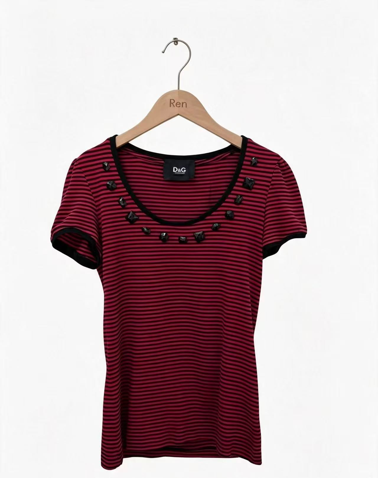 Dolce & Gabbana D&G Striped Studded Tee