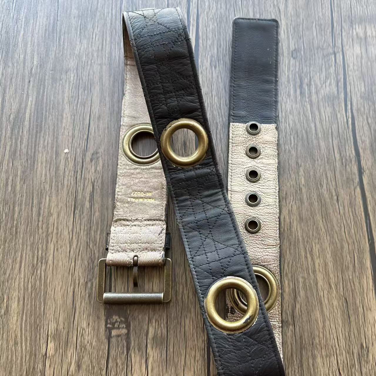 Christian Dior By John Galliano Cannage Leather Grommet Belt