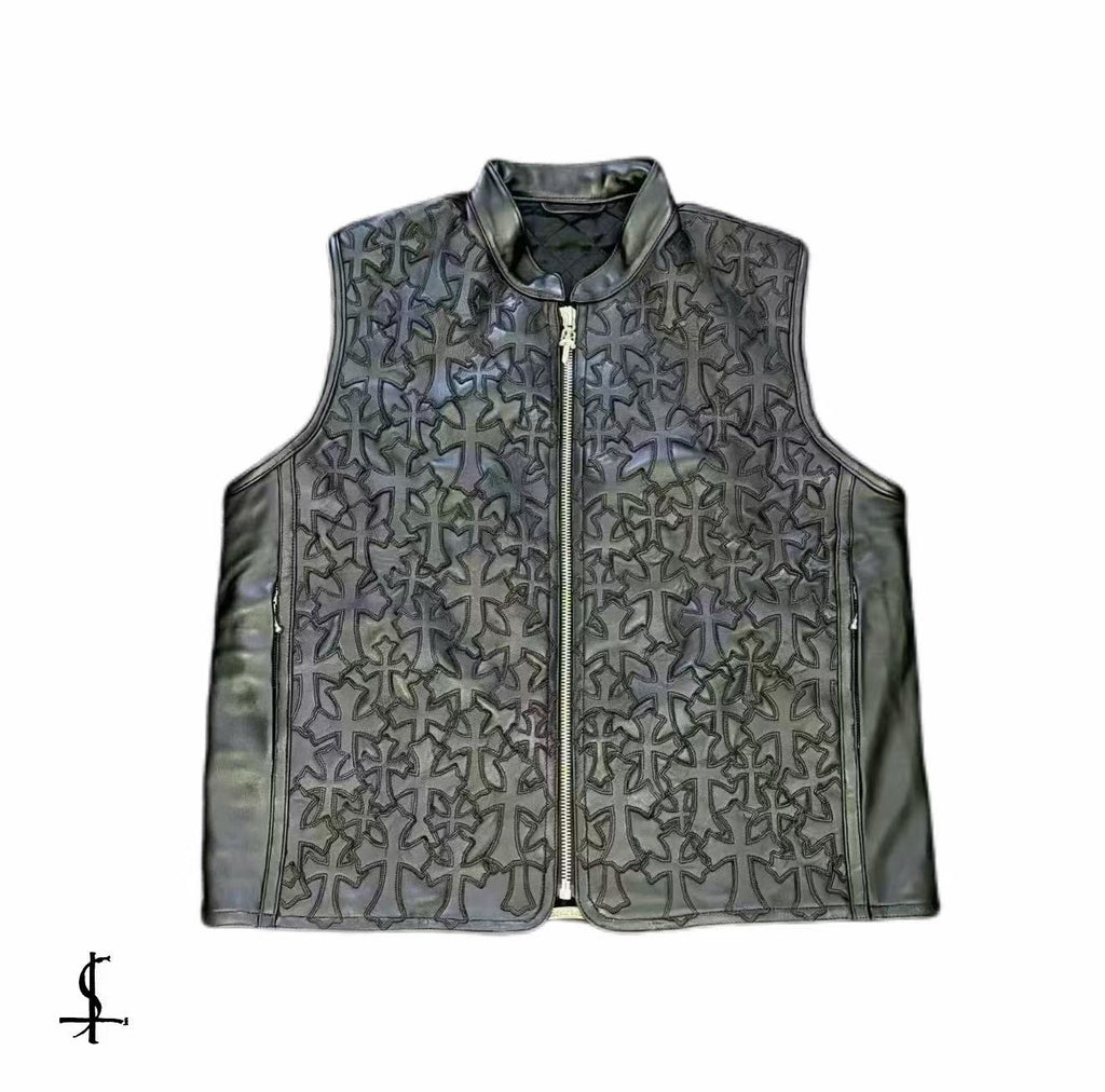 Chrome Hearts Leather Cross Patch Vest
