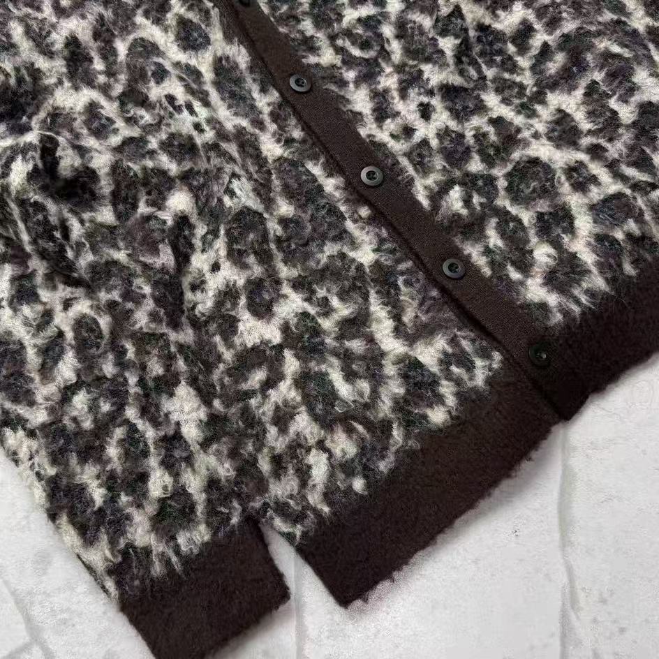 Junya Watanabe Leopard Printed Jacquard Cardigan