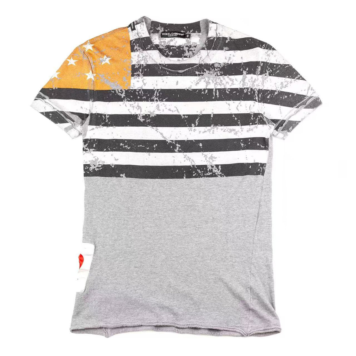 Dolce&Gabbana Grey Distressed US Flag Tee