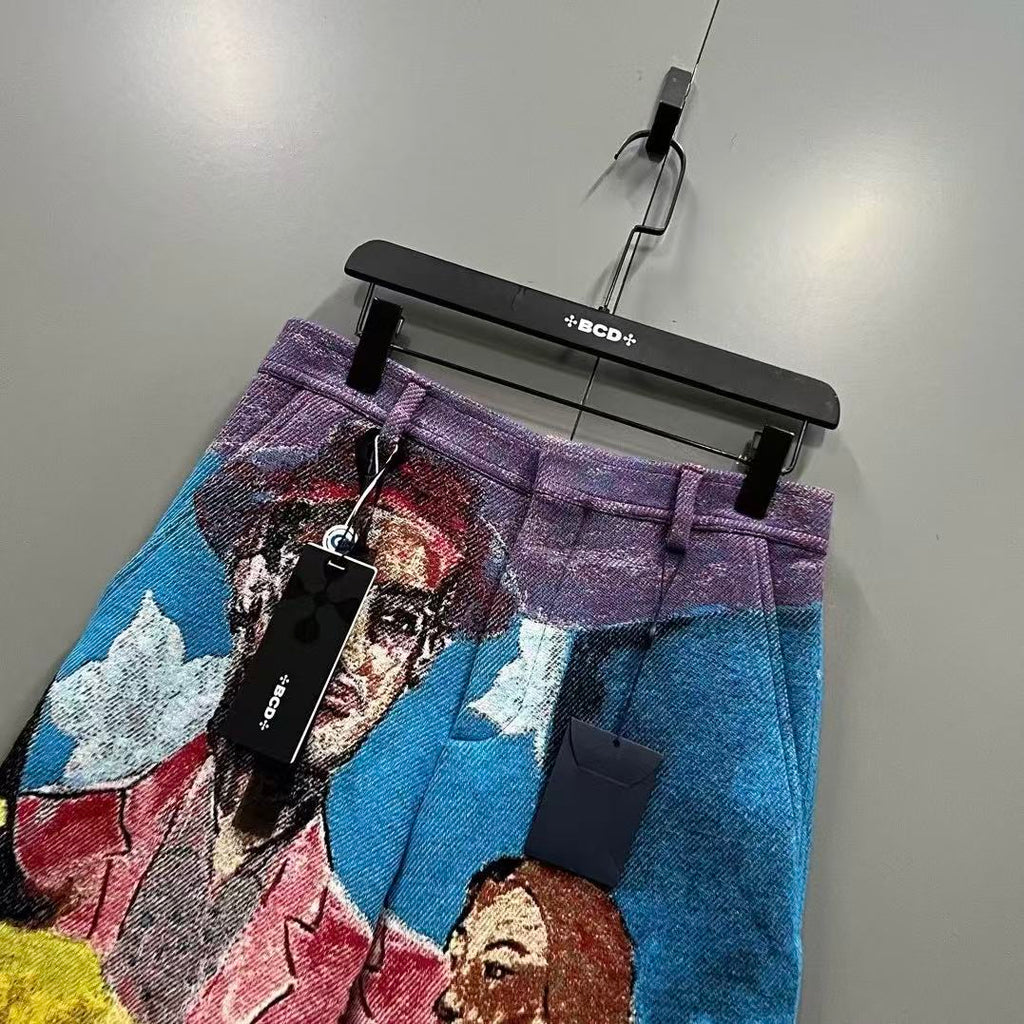 Louis Vuitton 23FW Multi-Color Artistic Print Wide-Leg Casual Pants