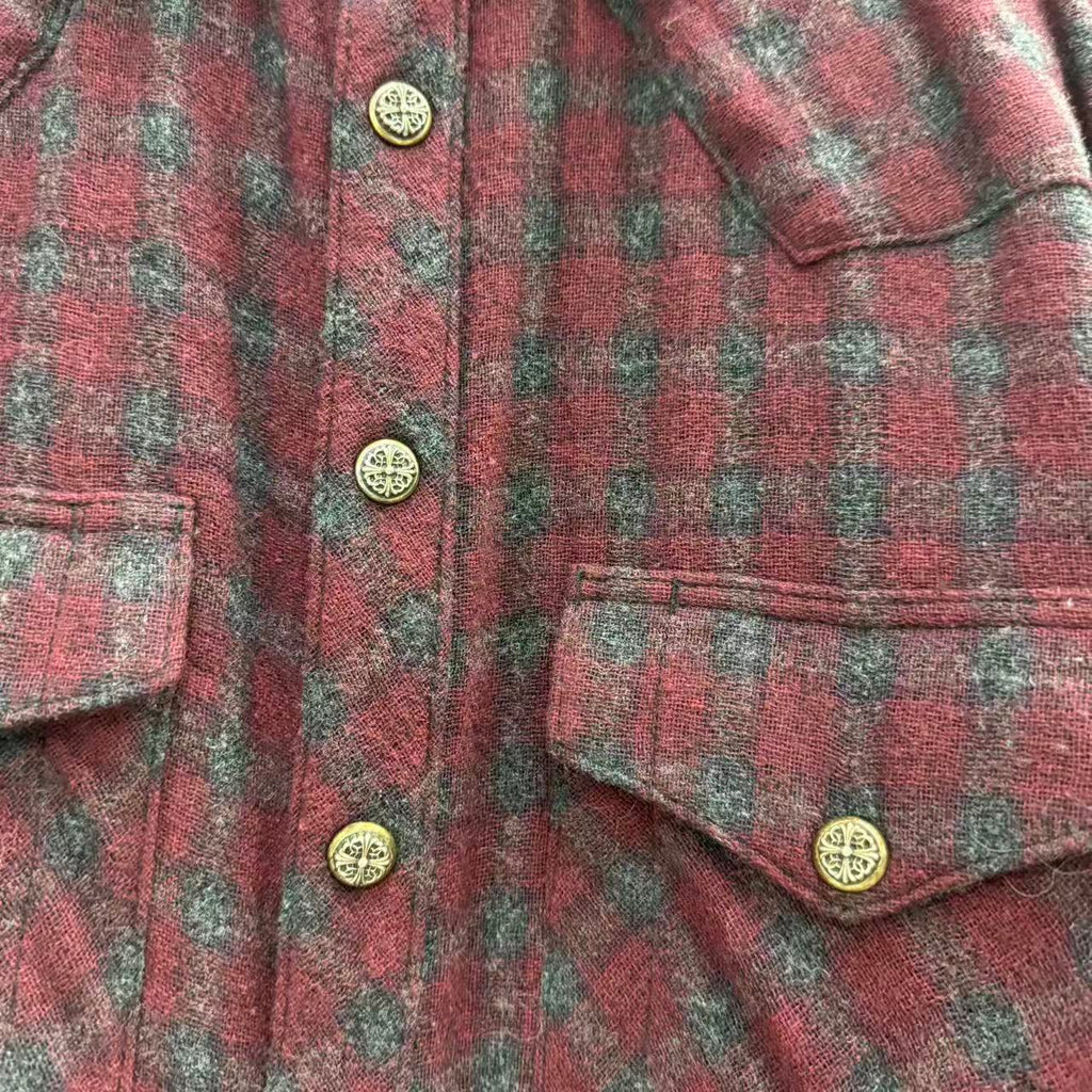Chrome Hearts Cross Ball Button Viscose Wool Check Shirt