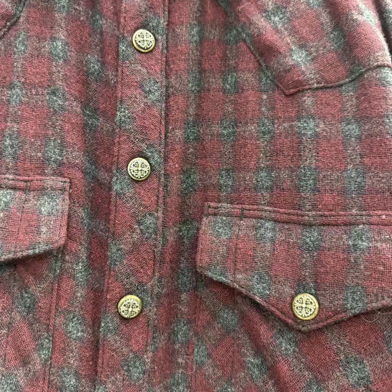 Chrome Hearts Cross Ball Button Viscose Wool Check Shirt
