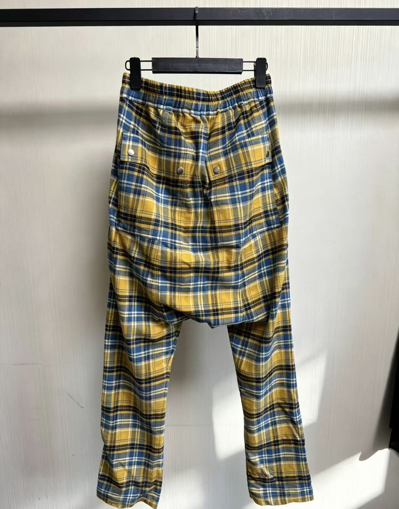 Rick Owens 21SS Phlegethon Check Drawstring Long Trousers