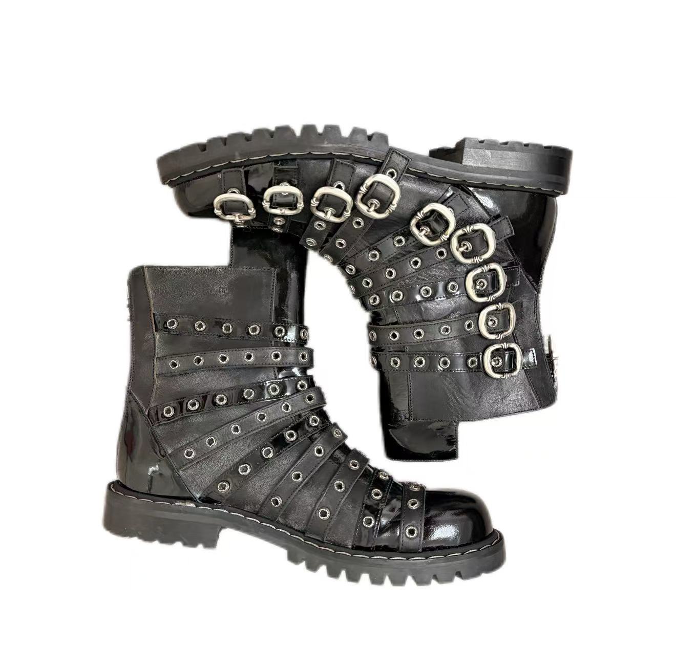Chrome Hearts Gareth Pugh Multi-Strap Patent Leather Boots