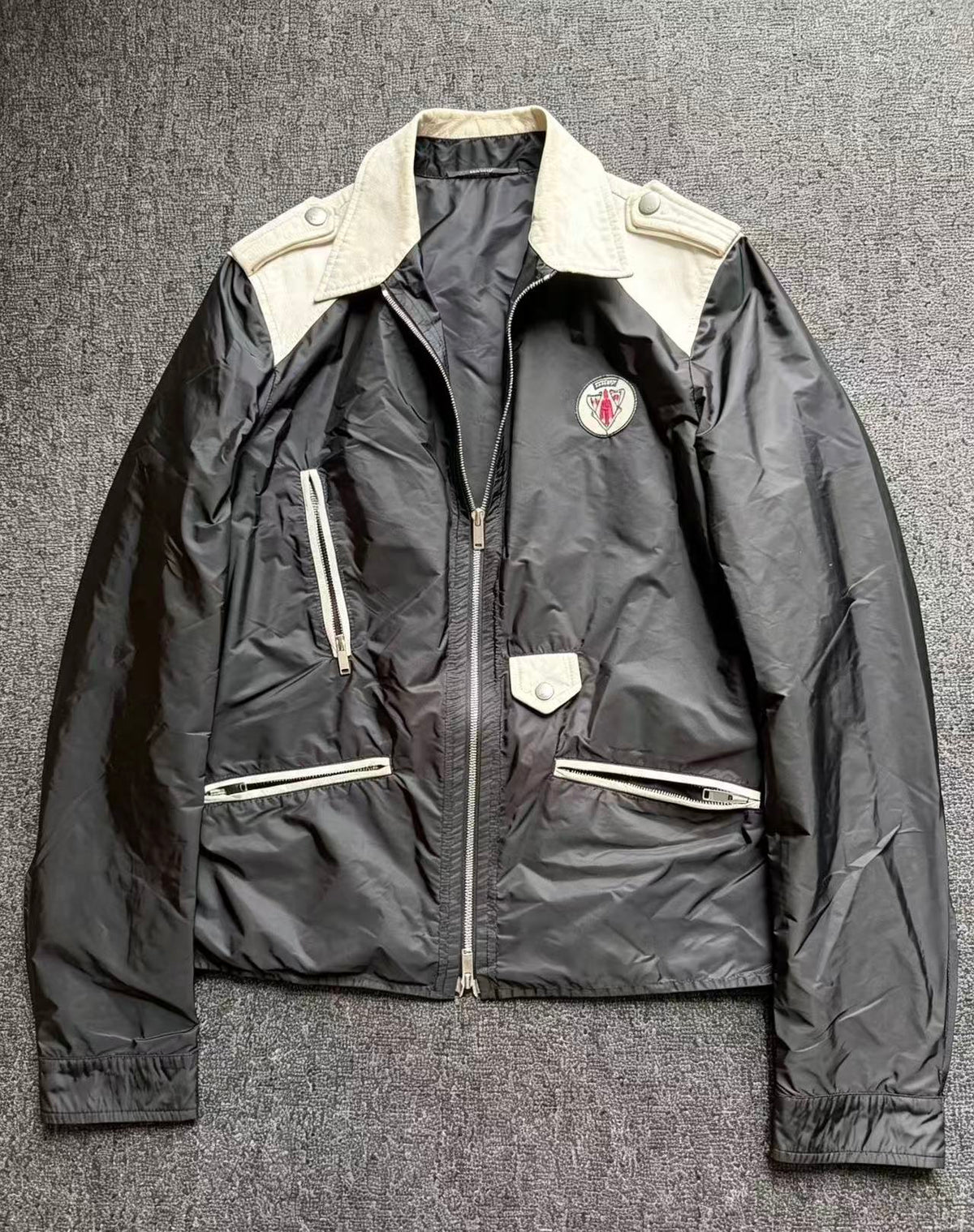 GUCCI 07AW Knight Crest Leather Biker Jacket