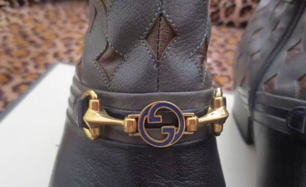 Gucci Black Zahara 70 Horsebit Leather Boots.