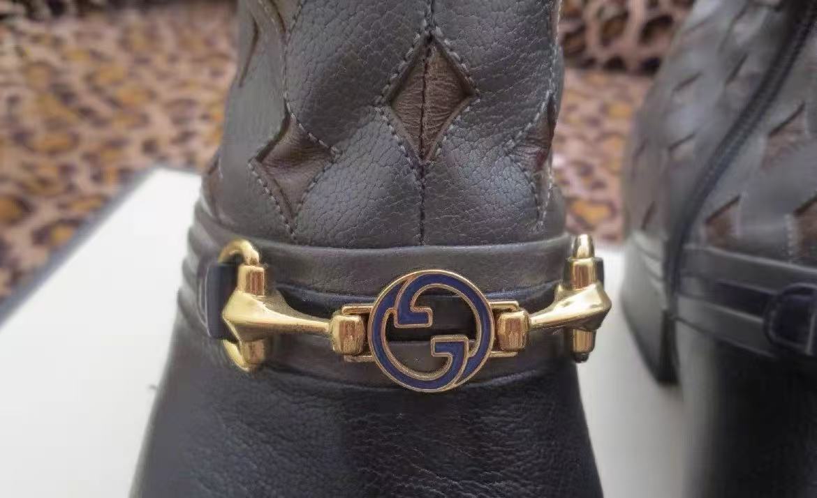 Gucci Black Zahara 70 Horsebit Leather Boots.