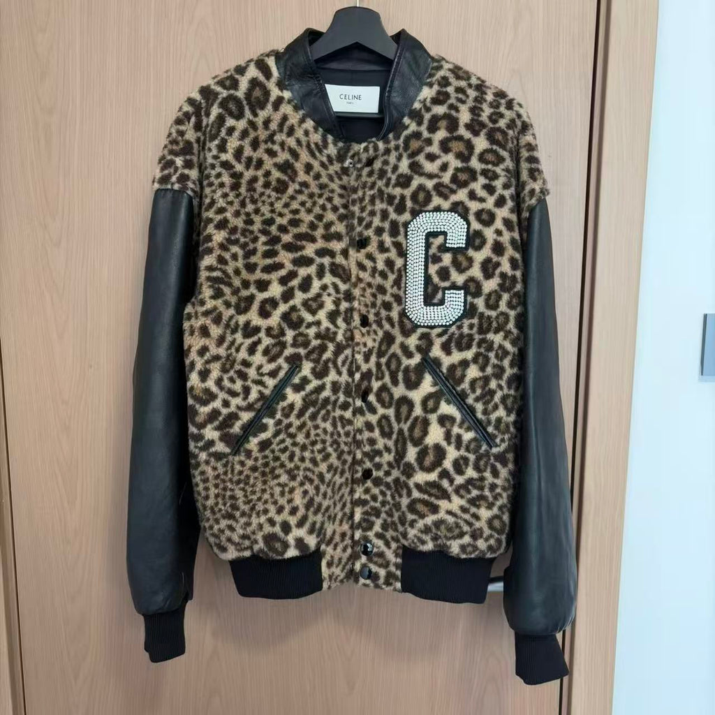 Celine 22aw Leopard Varsity Jacket