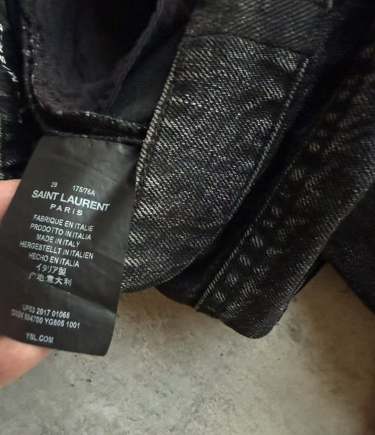 Saint Laurent 18AW D02 Washed Black Knee Ripped Skinny Jeans