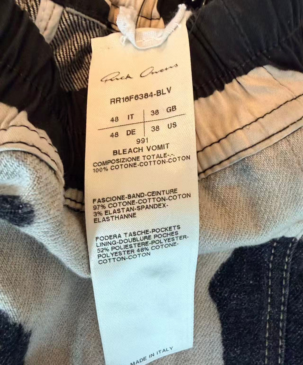 Rick Owens 16FW Mastodon Bleach Vomit Pod  Shorts