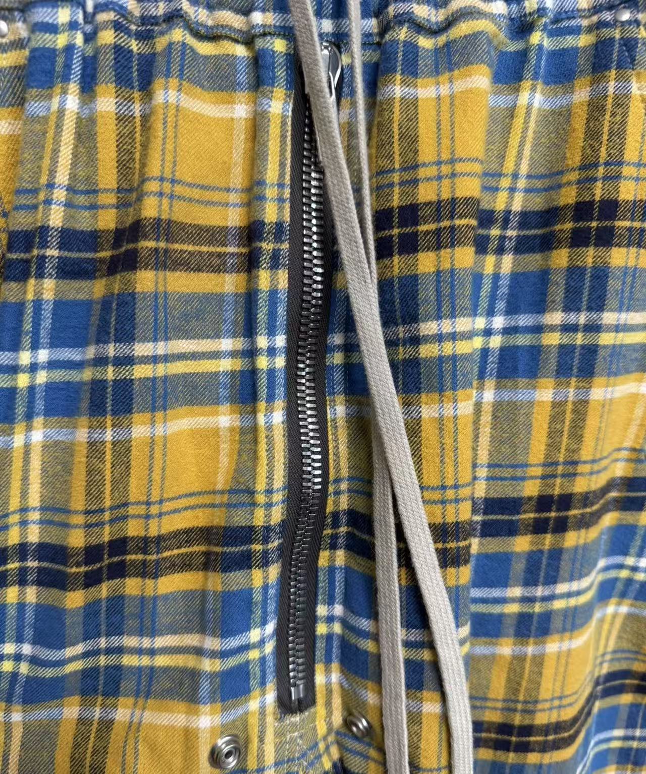 Rick Owens 21SS Phlegethon Check Drawstring Long Trousers