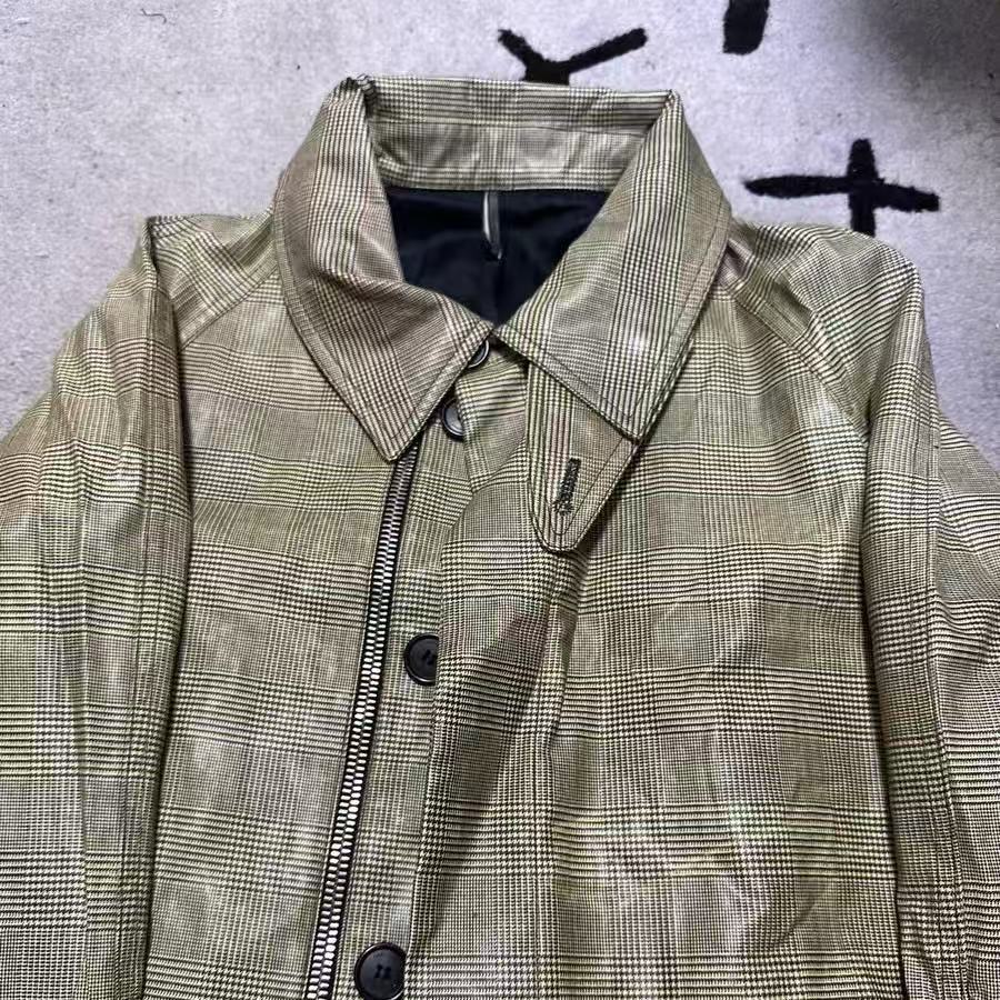 Dior Homme 07FW Navigate Waxy Coated Houndstooth Trench Coat
