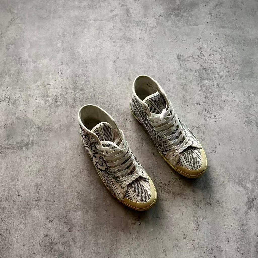 Saint Laurent 16SS Signature Court Surf Bang Embroidered High Top Sneakers
