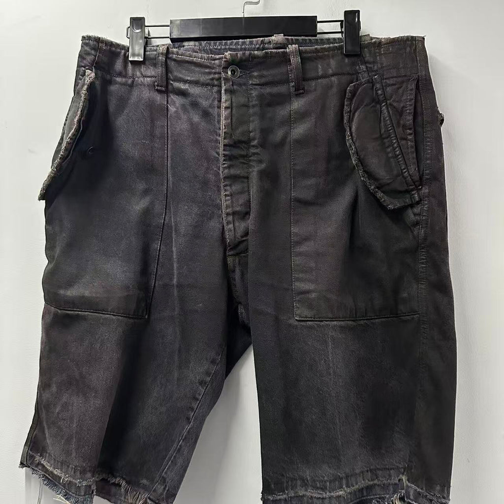 Rick Owens 04SS Mud Waxed Denim Fatigue Shorts