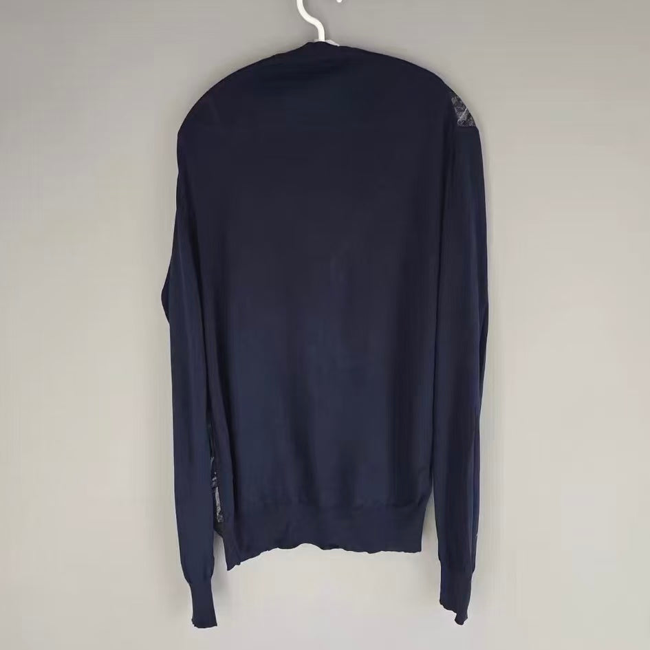 Hermes 2014AW Skeleton Rider Silk Panel Knit Cardigan