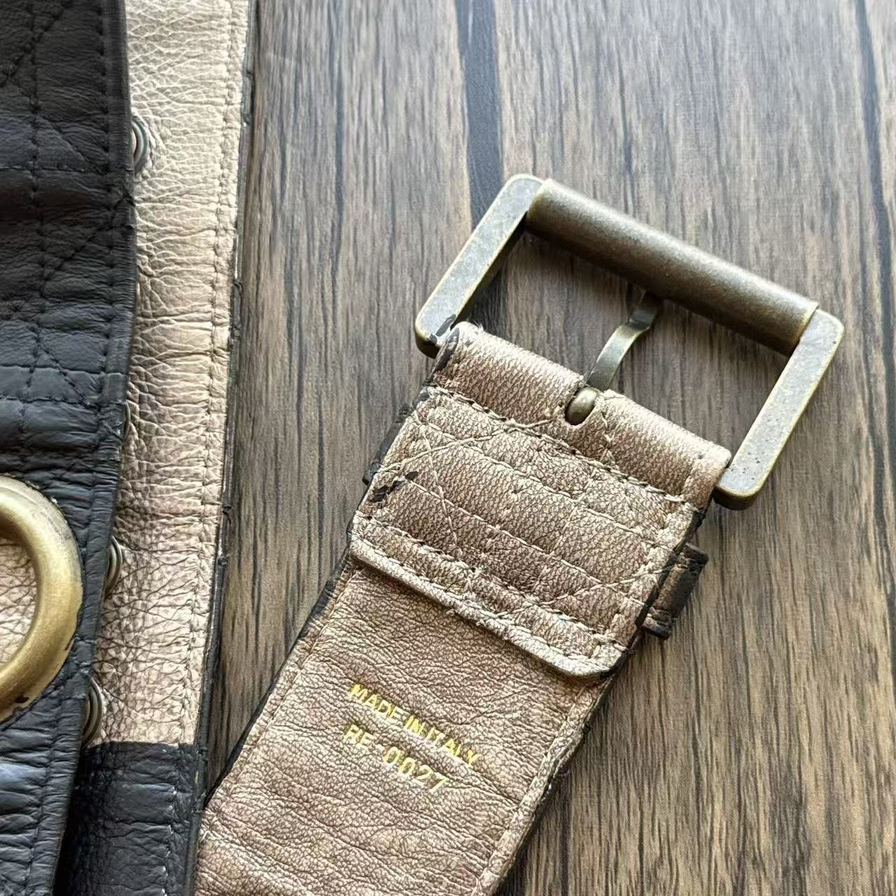 Christian Dior By John Galliano Cannage Leather Grommet Belt