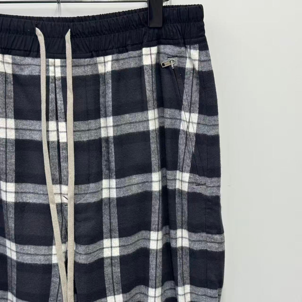 Rick Owens 19SS Babel Plaid Brushed Cotton Sweatpants