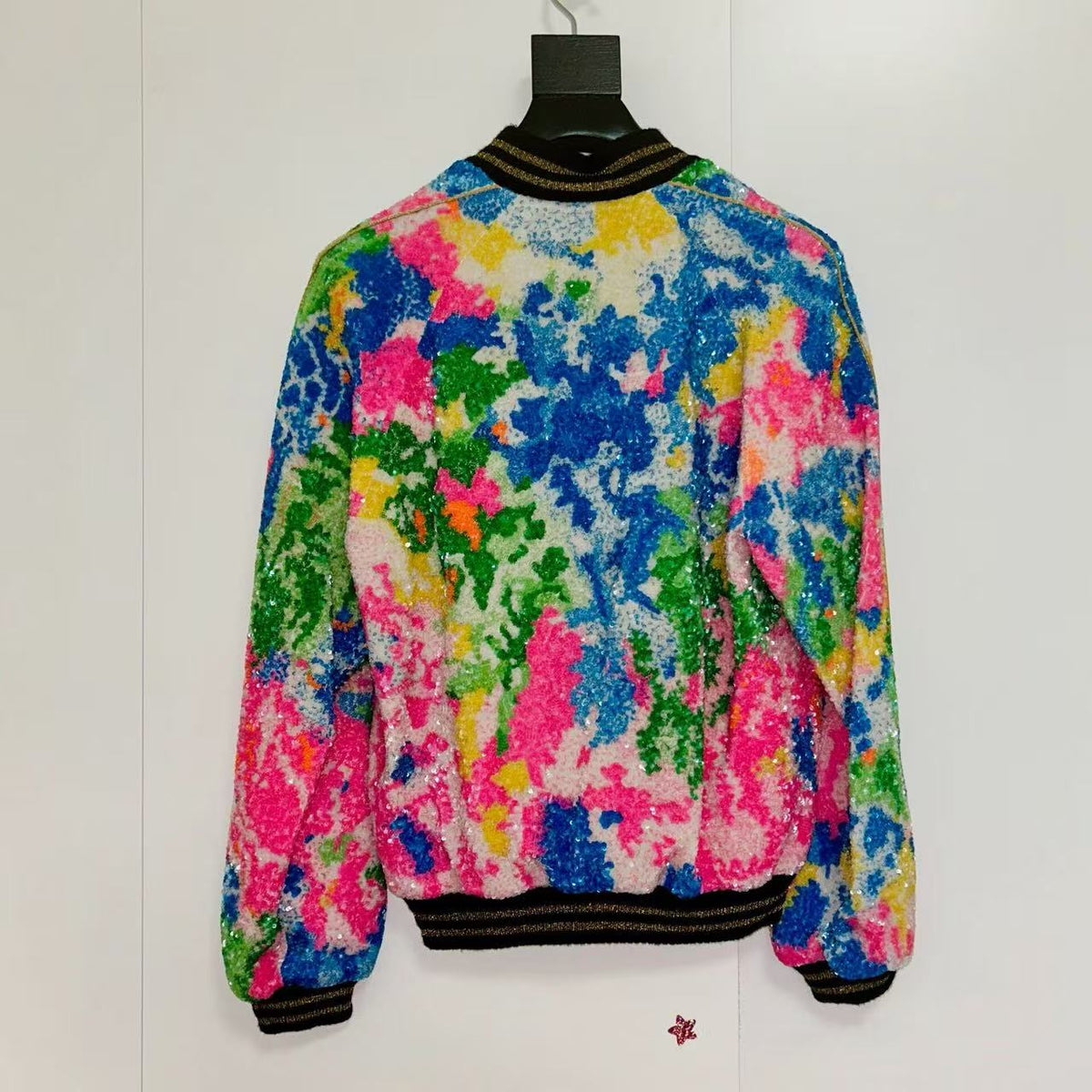 Saint Laurent 16SS Sequin Embroidery Bomber Jacket