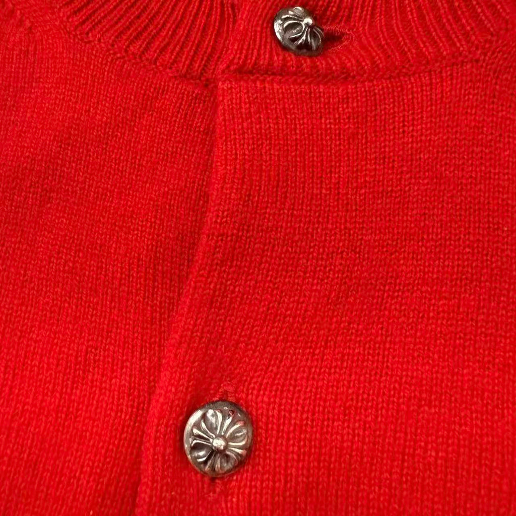 Chrome Hearts Comme Des Garcons Red Knit Cardigan