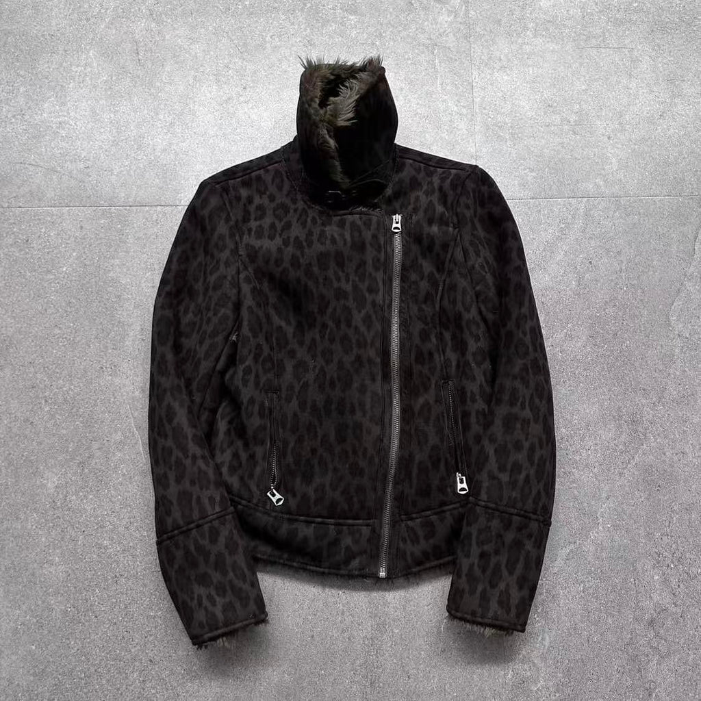 Armani Exchange Vintage Leopard Shearling Jacket