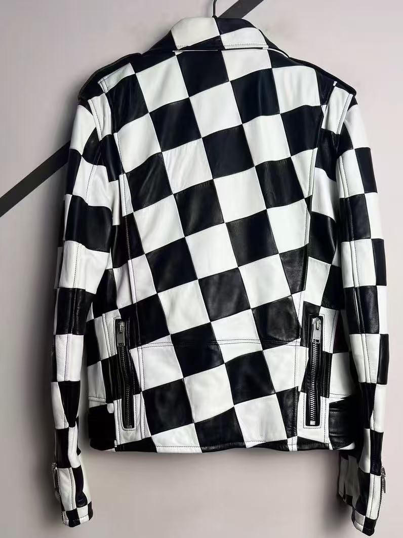 Saint Laurent 14SS Multi-Zip Damier Check Leather Jacket