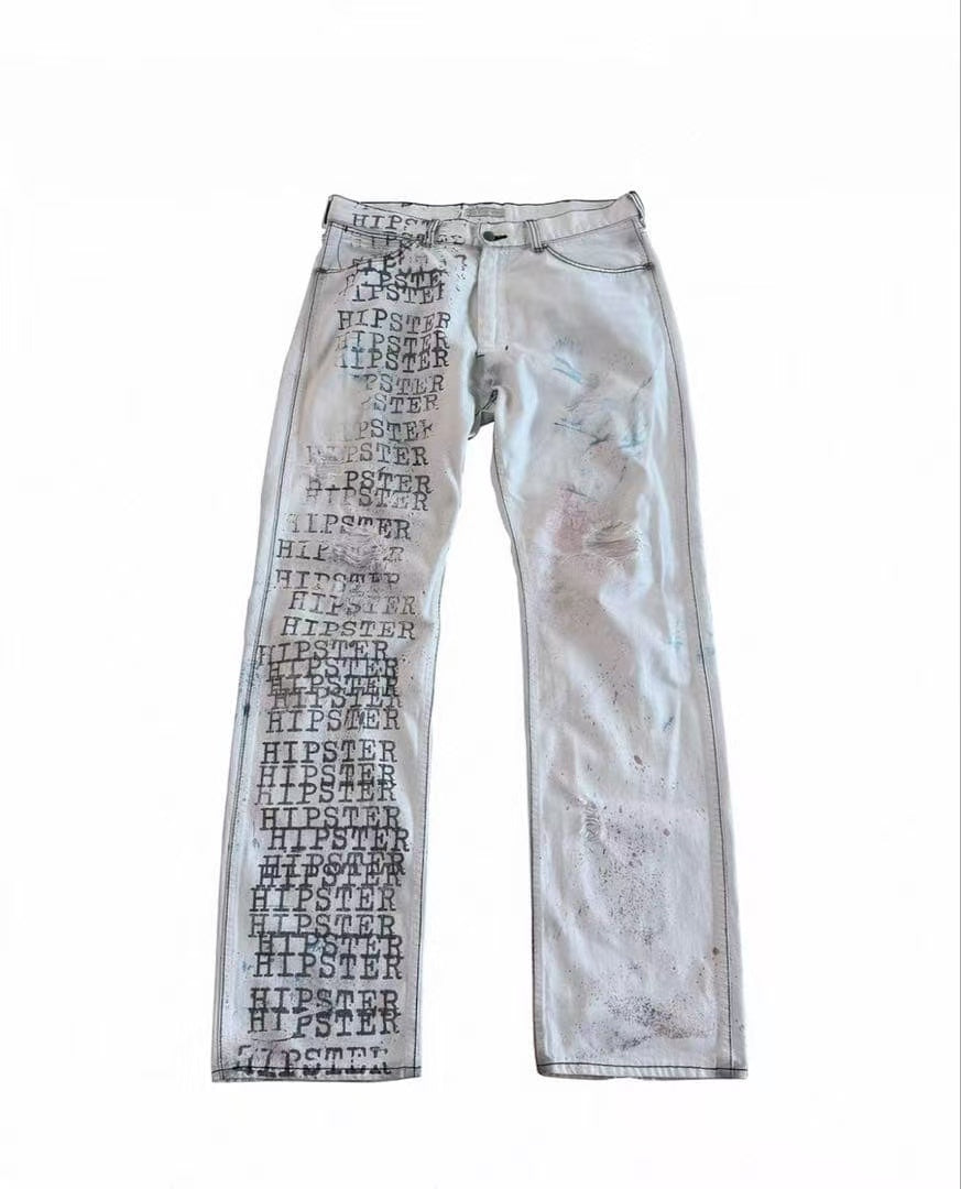 Number Nine 02SS Blue Lacquer Printed Denim Jeans