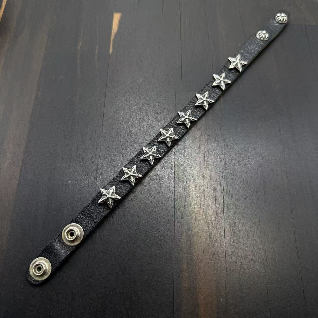Chrome Hearts Star Studded Leather Bracelet