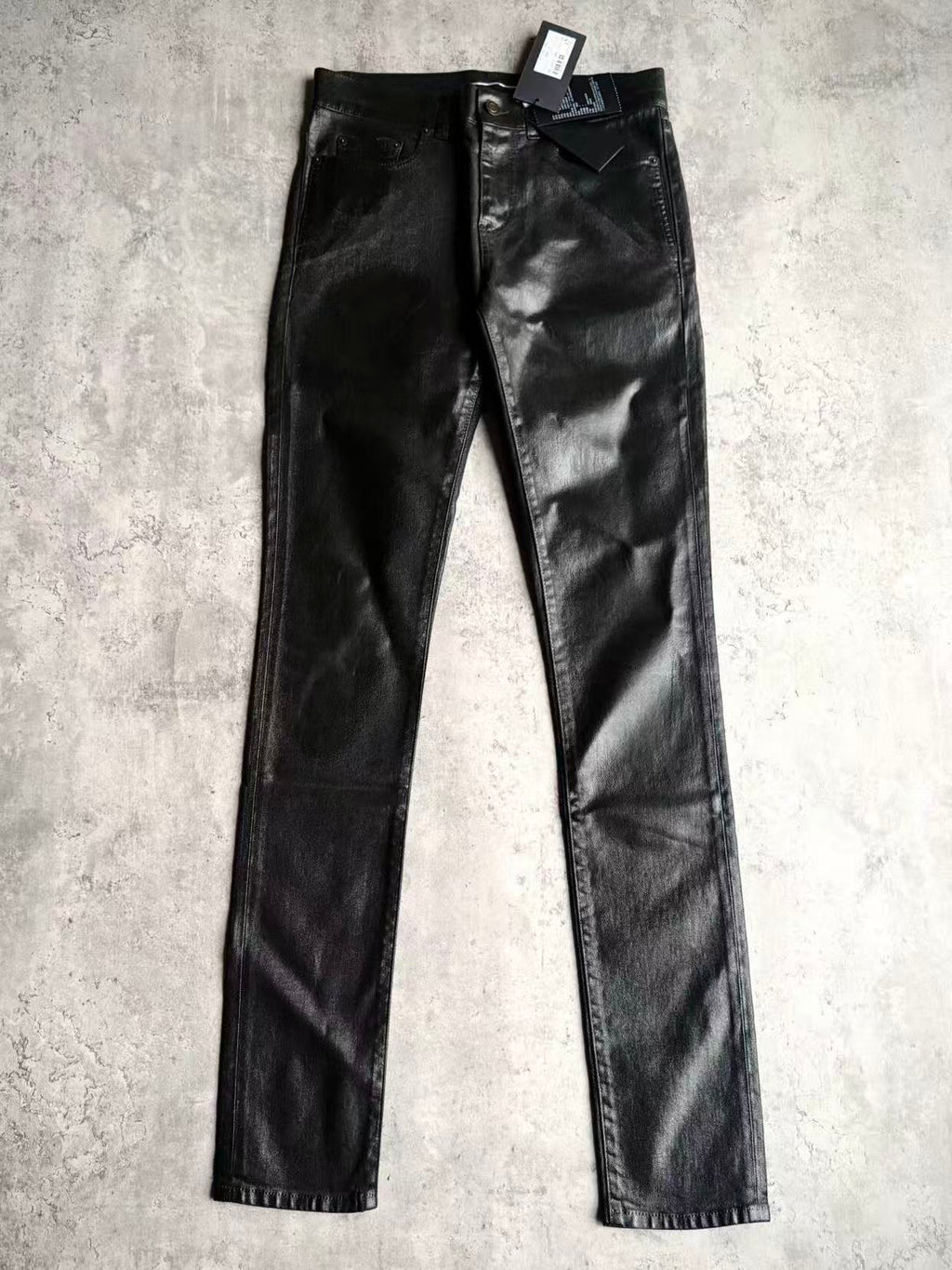 Saint Laurent Paris 20AW D24 Black Coated Waxed Denim Jeans