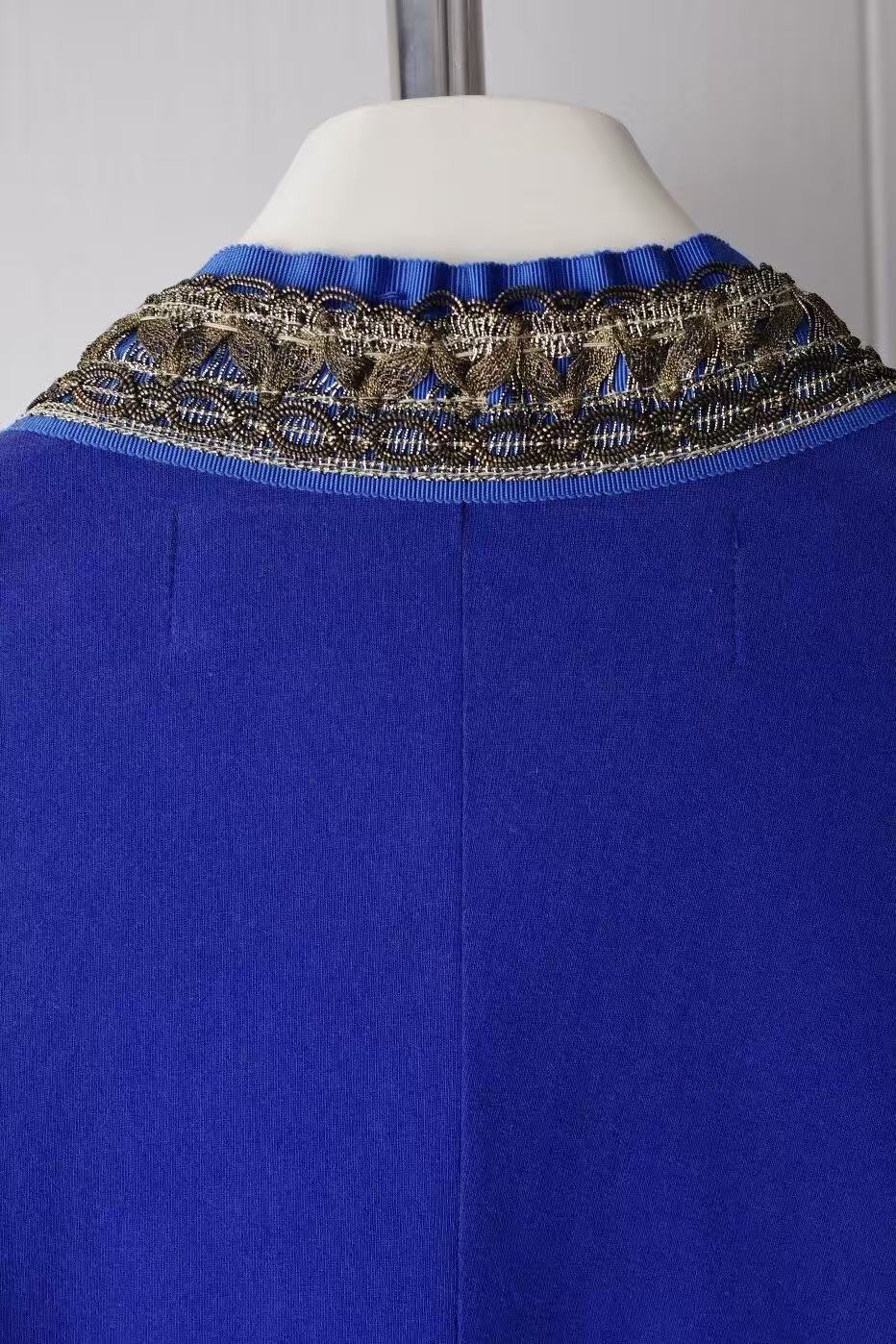 Junya Watanabe SS08 Electric Blue Gold Trim Knit Jacket