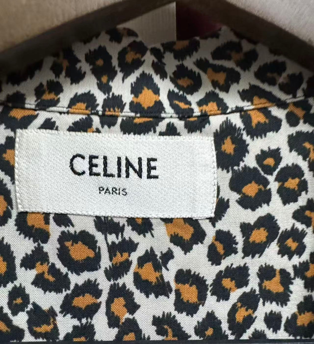 Celine Leopard Print Short Sleeve Shirt