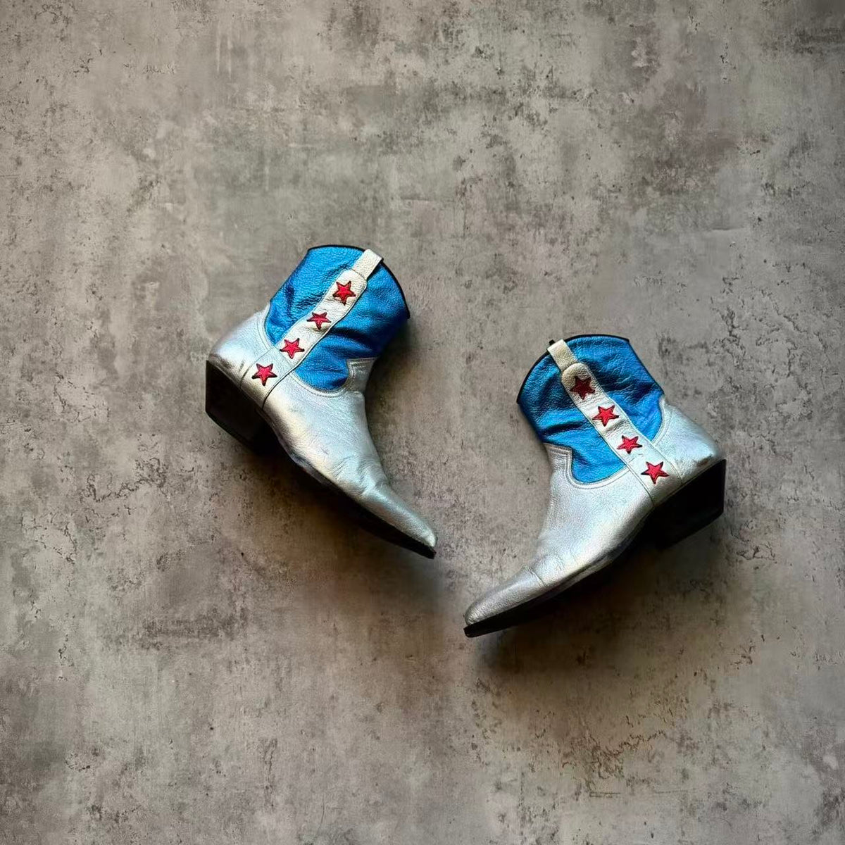 Saint Laurent 15SS Psych Rock  Star Metallic Leather Boots