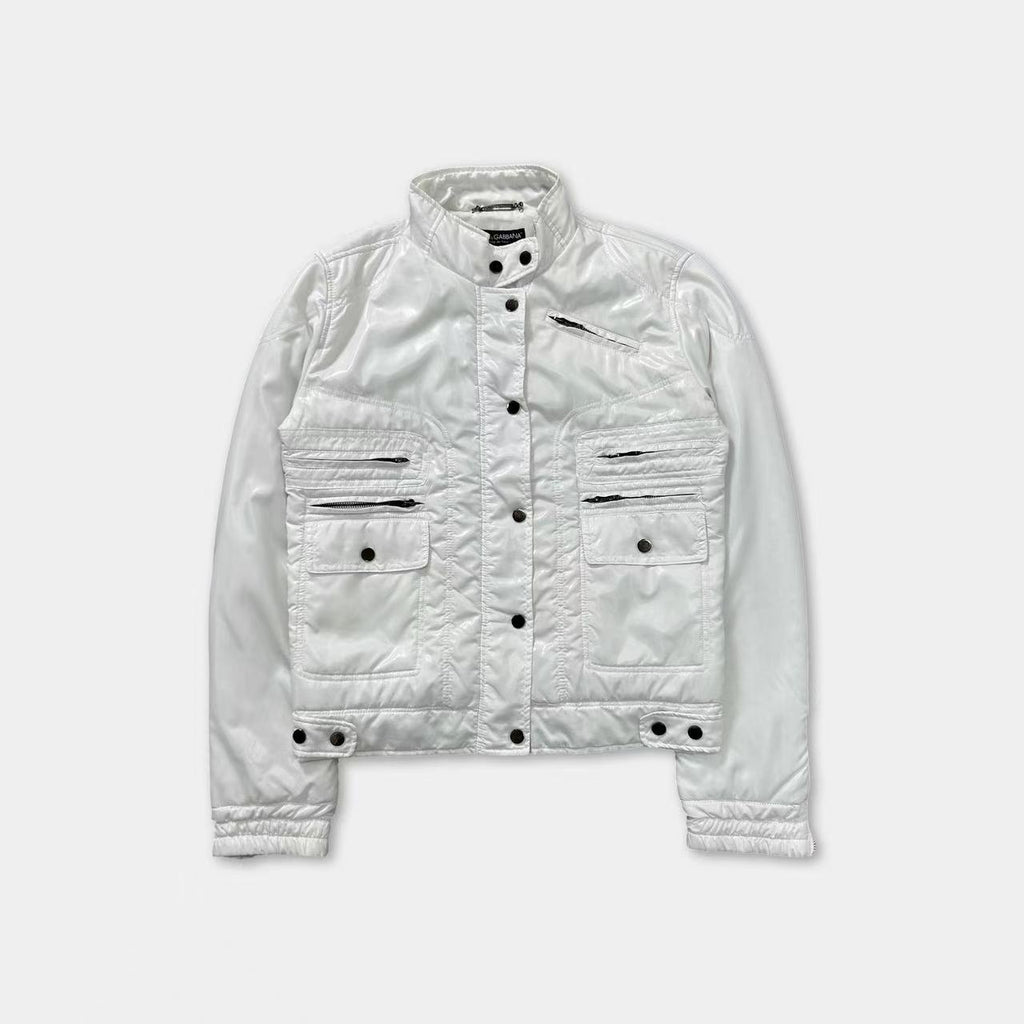 DOLCE & GABBANA WHITE NYLON CARGO JACKET