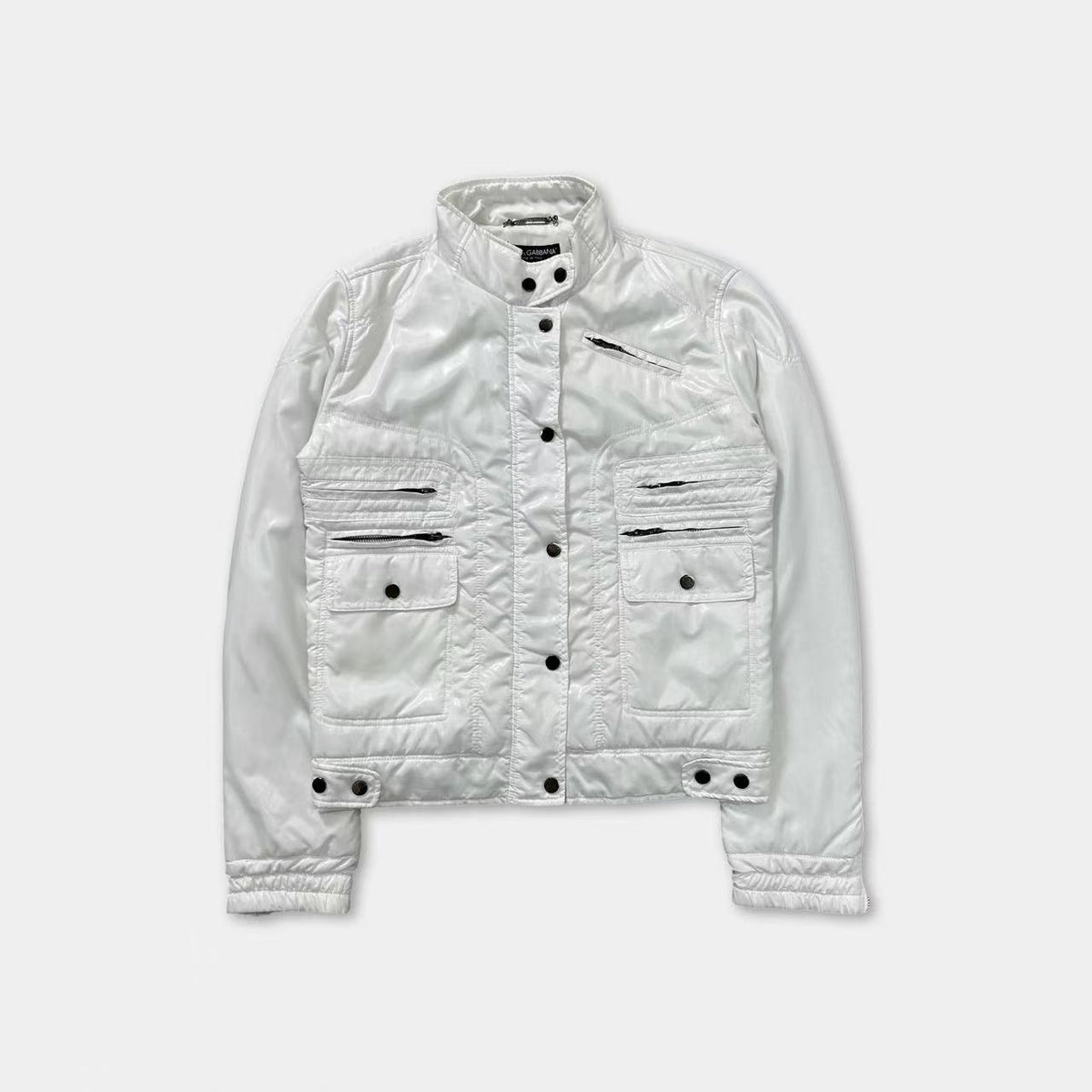 DOLCE & GABBANA WHITE NYLON CARGO JACKET