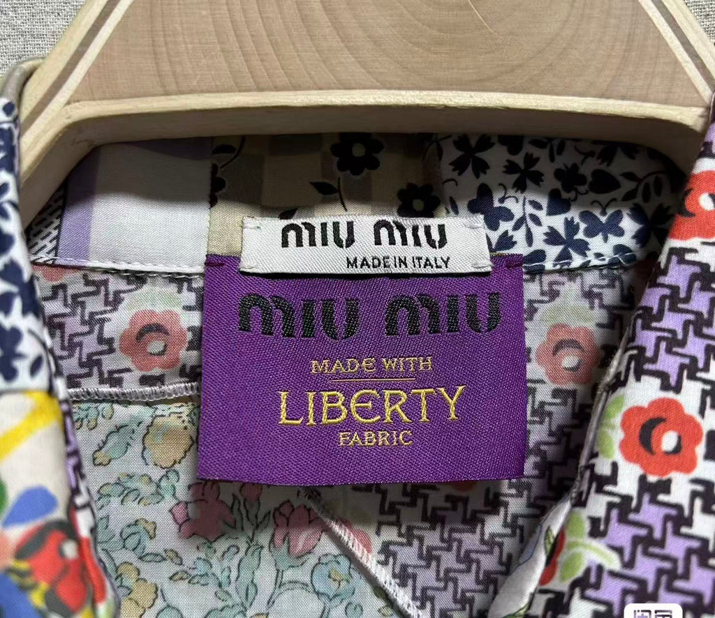 Miu Miu 20AW Patchwork Liberty Fabric Button-Up Shirt