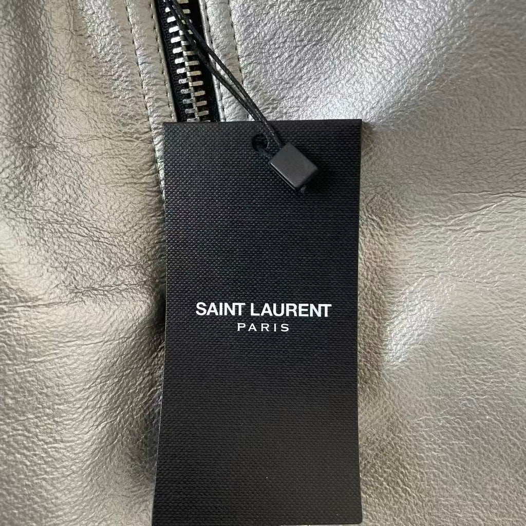 Saint Laurent 15FW Silver Lambskin Biker Jacket