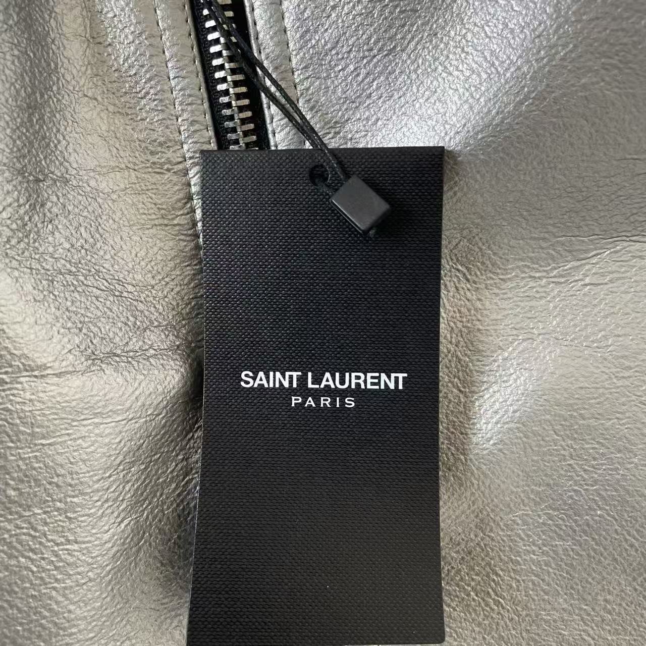 Saint Laurent 15FW Silver Lambskin Biker Jacket
