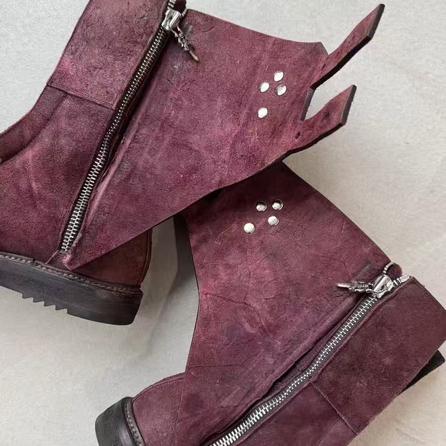 Chrome Hearts x Rick Owens Suede Mohawk Boots