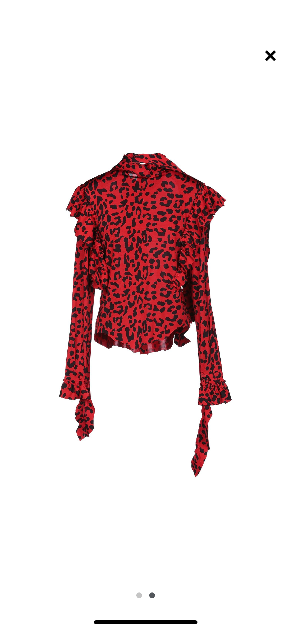 VETEMENTS Frayed Ruffled Leopard-print Stretch-jersey Blouse In Red & Black