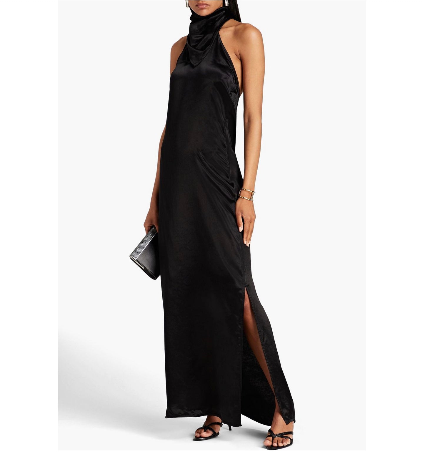 Bottega Veneta washed-cupro halter neck maxi dress